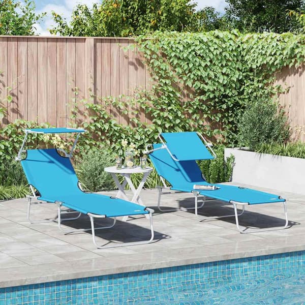 vidaXL Solstol 2 pcs Lys Blå 58 x 188 x 77cm Polyester