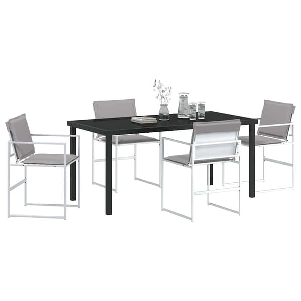 vidaXL Trädgårdsmöbelset 5 pcs Vit Pulverlackerat stål