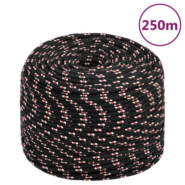 vidaXL Båttau svart 6 mm 250 m polypropylen