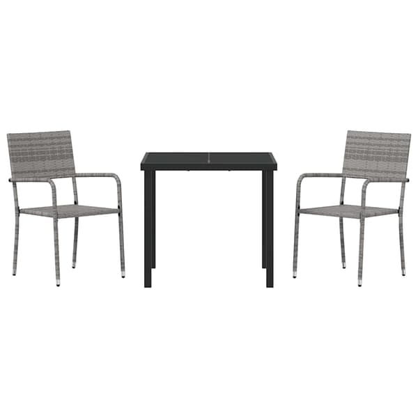 vidaXL Hage Spisegruppe med pute 3 pcs Grå polyrotting
