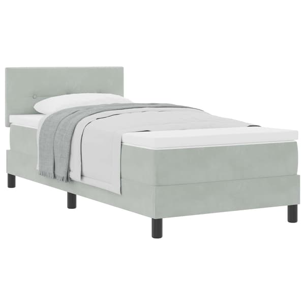 vidaXL Bäddfjäder med madrass Ljusgrå 100 x 200 cm Sammet