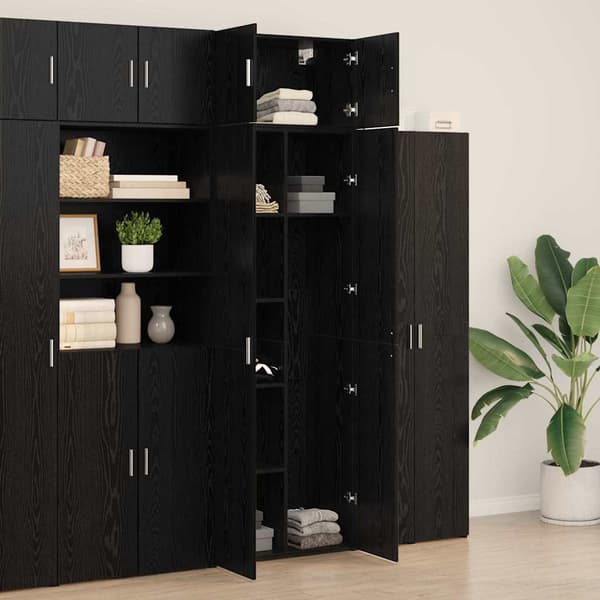 vidaXL Oppbevaringsskap 3 pcs Svart Eik