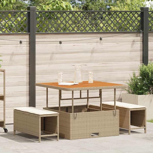 vidaXL Trädgårdsmöbelset Beige konstrotting