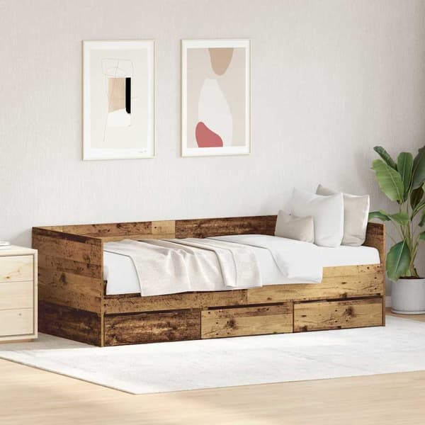 vidaXL Seng med hodegjerde Gamle tre 90 x 190 cm Konstruert tre