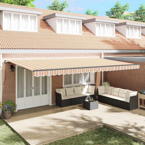 vidaXL Utfällbar markis Flerfärgsdesign 600 × 300 cm