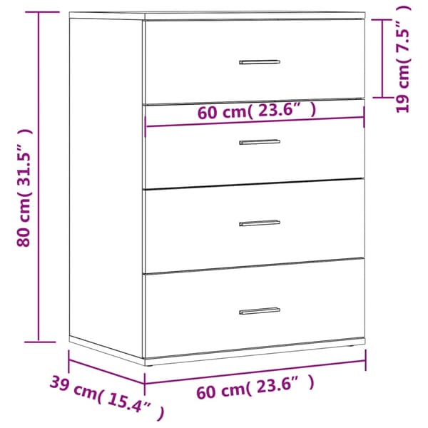vidaXL Skjenk røkt eik 60x39x80 cm konstruert tre