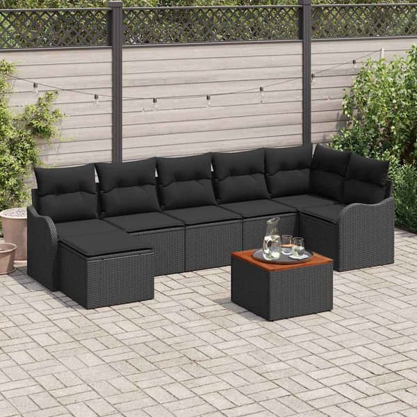 vidaXL Utesoffa Set 8 delar Svart