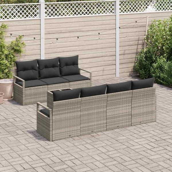vidaXL Soffset 8 pcs Ljusgrå konstrotting