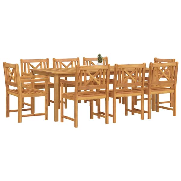 vidaXL Hage Spisegruppe 9 pcs Brun Solid akasietre