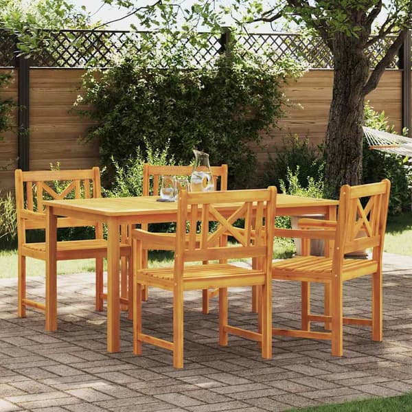 vidaXL Hage Spisegruppe 5 pcs Brun Solid akasietre
