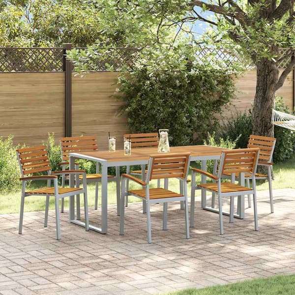 vidaXL Hage Spisegruppe 7 pcs Grå Solid akasietre
