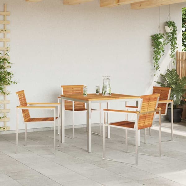 vidaXL Hage Spisegruppe 5 pcs Brun Solid akasietre