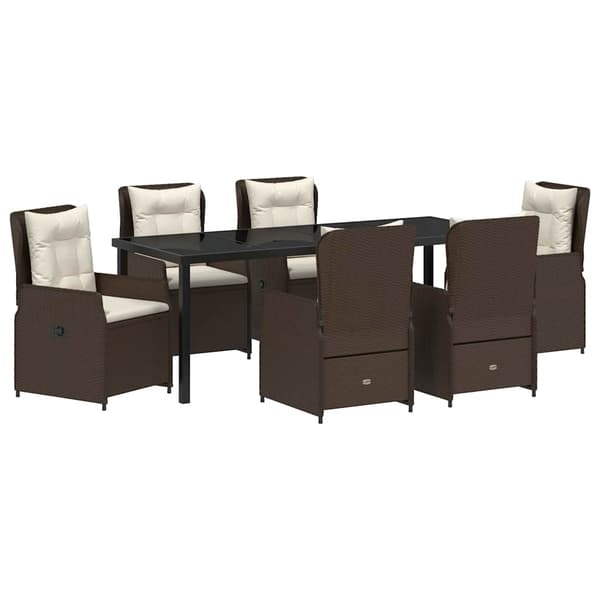 vidaXL Trädgårdsmöbelset 7 pcs Brun konstrotting