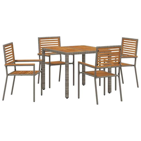 vidaXL Hage Spisegruppe 5 pcs Grå og Brun polyrotting