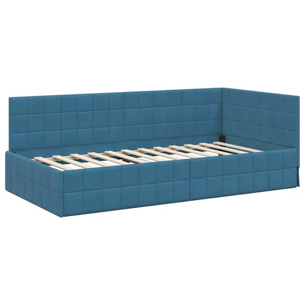 vidaXL Hörnssängram Blå 90 x 200 cm Sammet