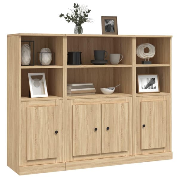 vidaXL Highboards 3 stk sonoma eik konstruert tre