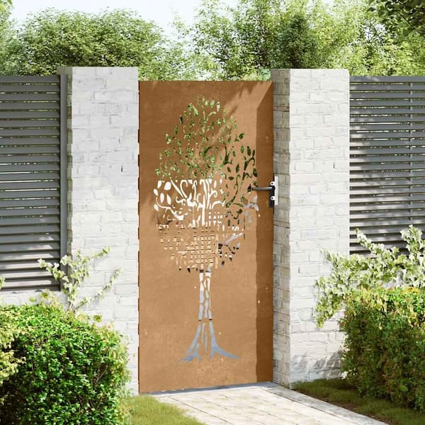 vidaXL Trädgårdsgrind 85x175 cm rosttrögt stål träddesign