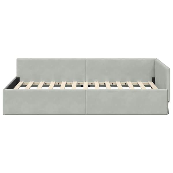 vidaXL Hörnssängram Ljusgrå 80 x 200 cm Sammet