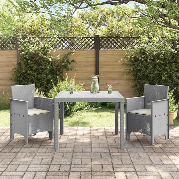 vidaXL Hage Spisegruppe 3 pcs Lysegrå Polypropen