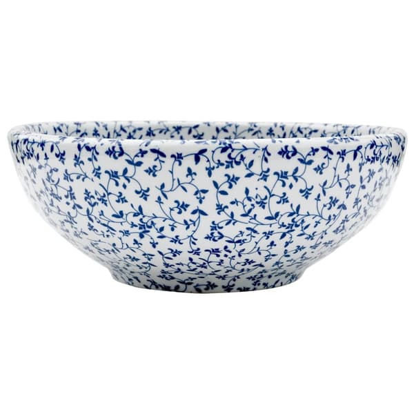 vidaXL Benkeservant hvit og blå rund Φ41x14 cm keramikk