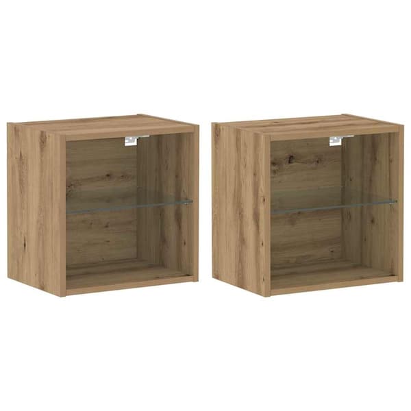 vidaXL Artisan ek Spånskiva, Glas Medium Skåpset Rektangulär Modern