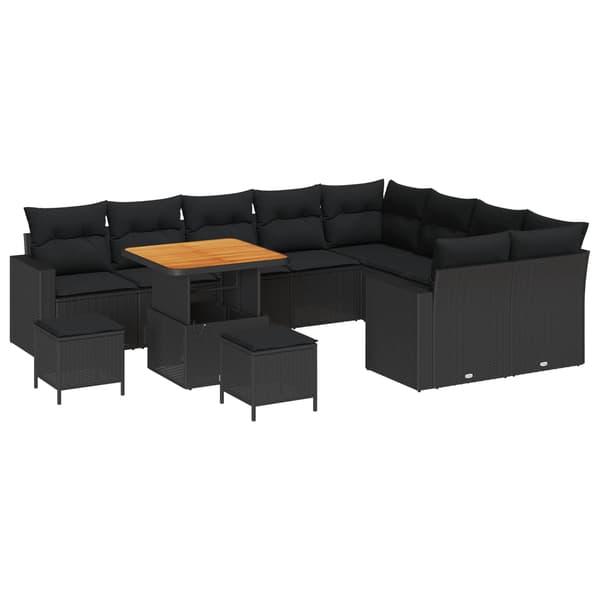 vidaXL Trädgårdsoffset 12 pcs Svart konstrotting
