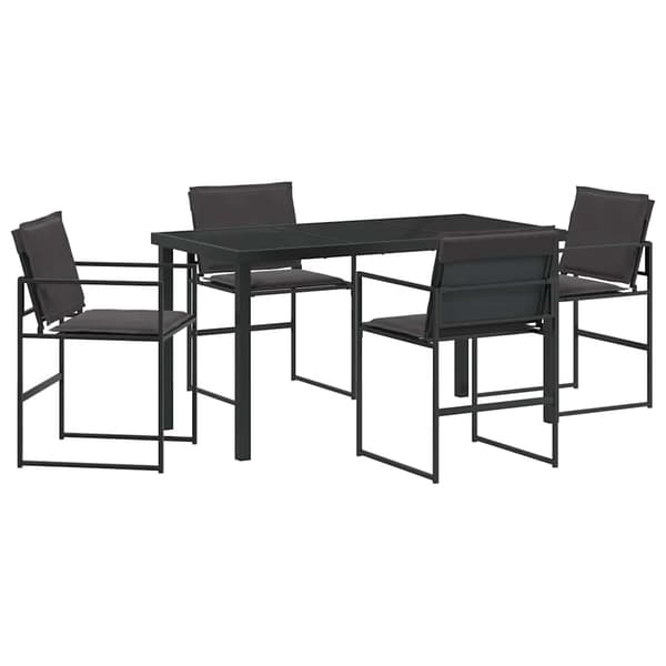 vidaXL Trädgårdsmöbelset 5 pcs Svart Pulverlackerat stål