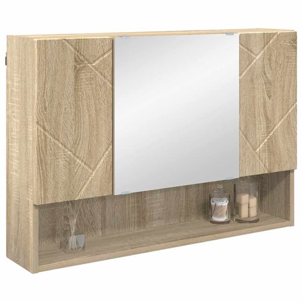 vidaXL Baderomsspeilskap Sonoma eik 80 x 17 x 55 cm Konstruert tre