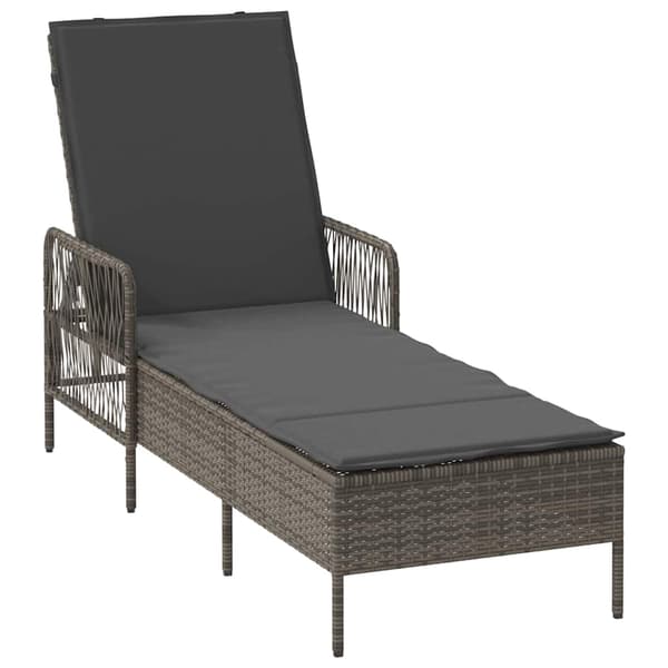 vidaXL Solstol Reclining med kudde 3 pcs Grå och mörkgrå konstrotting