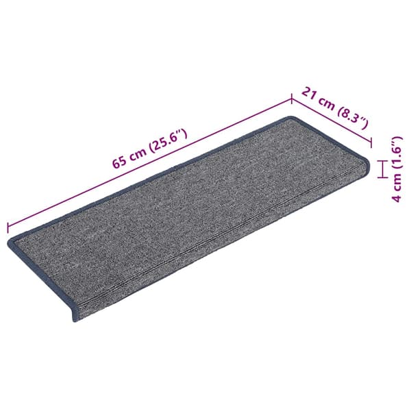 vidaXL Trappematter 30 stk 65x21x4 cm lysegrå og blå rektangulær kant
