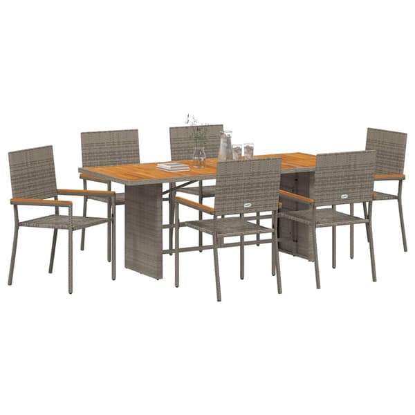 vidaXL Trädgårdsmöbelset 7 pcs Grå konstrotting