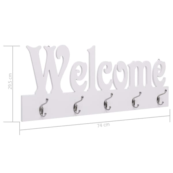 vidaXL Väggkrokar WELCOME vit 74x29,5 cm