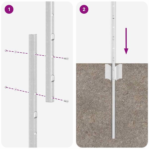 vidaXL Stängselstolpe 22 pcs Silver 160 cm Stål