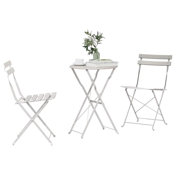 vidaXL Sammenleggbart Bistrosett 3 pcs Beige Stål