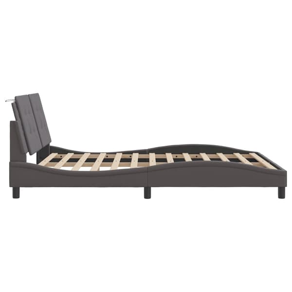 vidaXL Bed Frame with LED without Mattress "Zadar" Grey 160x200 cm