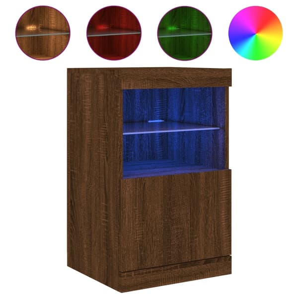 vidaXL Skjenk med LED-lys brun eik 41x37x67 cm