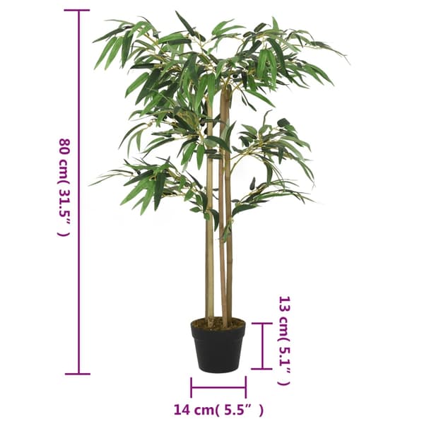 vidaXL Konstväxt bambu 380 blad 80 cm grön