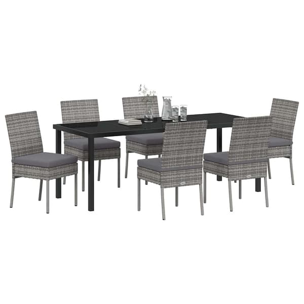 vidaXL Trädgårdsmöbelset 7 pcs Grå Pulverlackerat stål