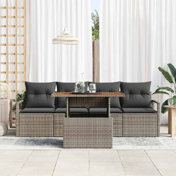 vidaXL Trädgårdsoffset med lagring 5 pcs Grå Poly rattan