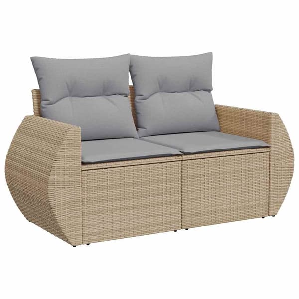 vidaXL Trädgårdsoffset 8 pcs Beige konstrotting