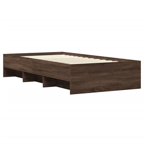 vidaXL Sängram brun ek 75x190 cm konstruerad trä