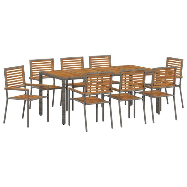 vidaXL Hage Spisegruppe 9 pcs Grå og Brun polyrotting
