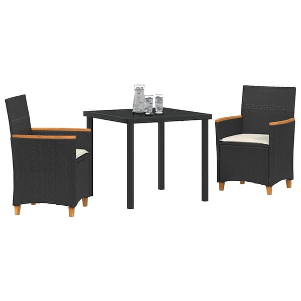 vidaXL Trädgårdsmöbelset 3 pcs Svart konstrotting