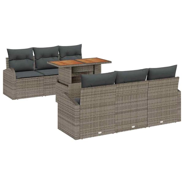 vidaXL Trädgårdsoffset med lagring 7 pcs Grå Poly rattan