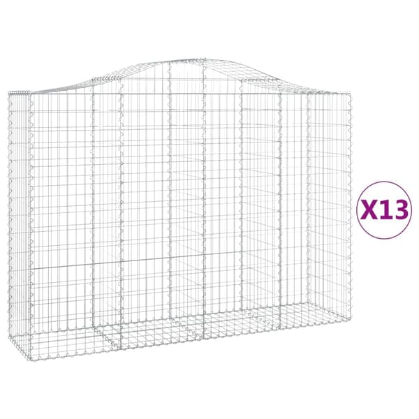 vidaXL Gabioner bågformade 13 st 200x50x140/160 cm galvaniserat järn