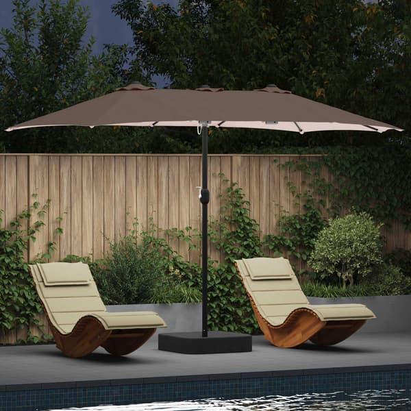 vidaXL Hageparasol Gråbrun 385 x 209 x 244 cm Polyester