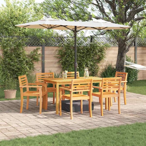 vidaXL Hage Spisegruppe 7 pcs Brun Solid akasietre
