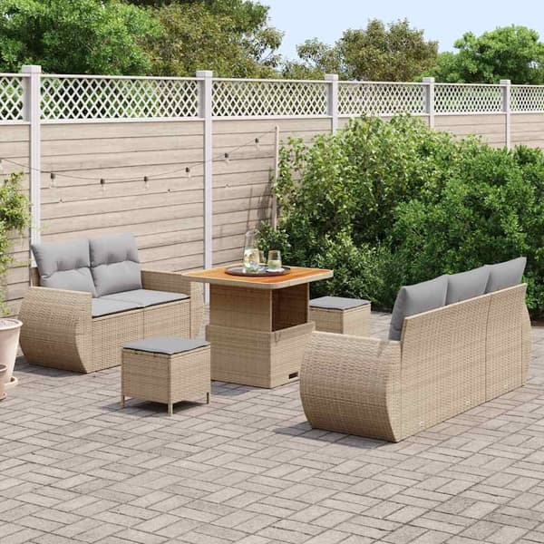 vidaXL Trädgårdsoffset 8 pcs Beige konstrotting