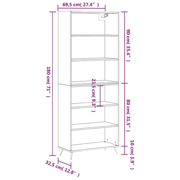 vidaXL Highboard hvit konstruert tre