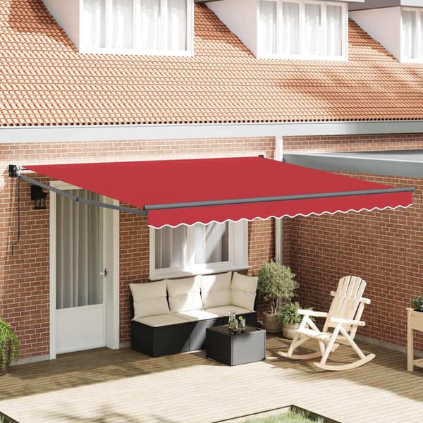 vidaXL Utfällbar markis Röd 400 × 300 cm Polyester och aluminium